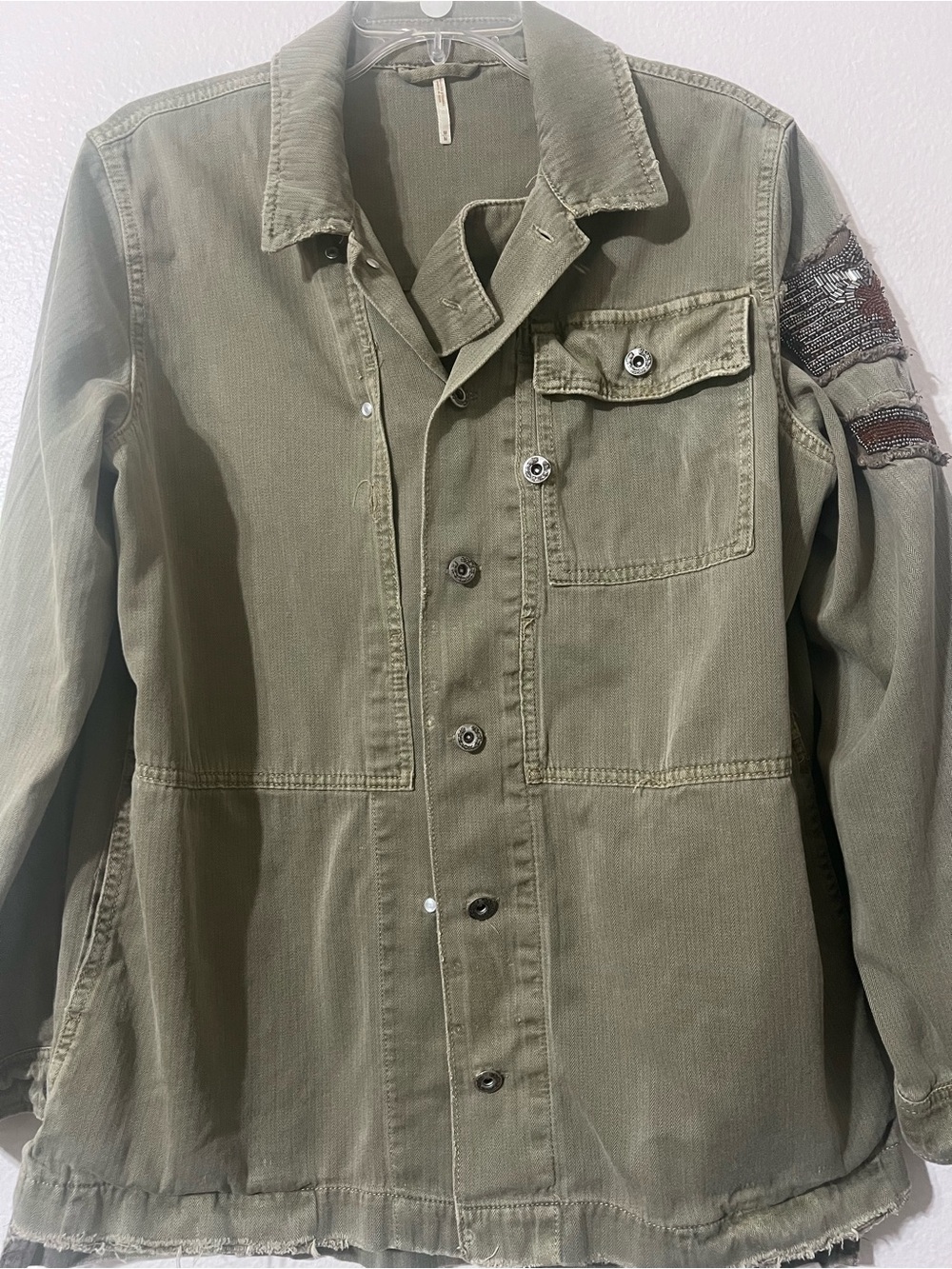 Free People Military Shirt Jacket Womens size M olive Green